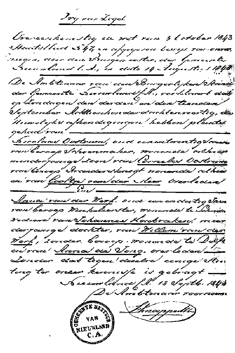 18480913 ondtr akte Nicolaas Oostrum - Anna vd Werf